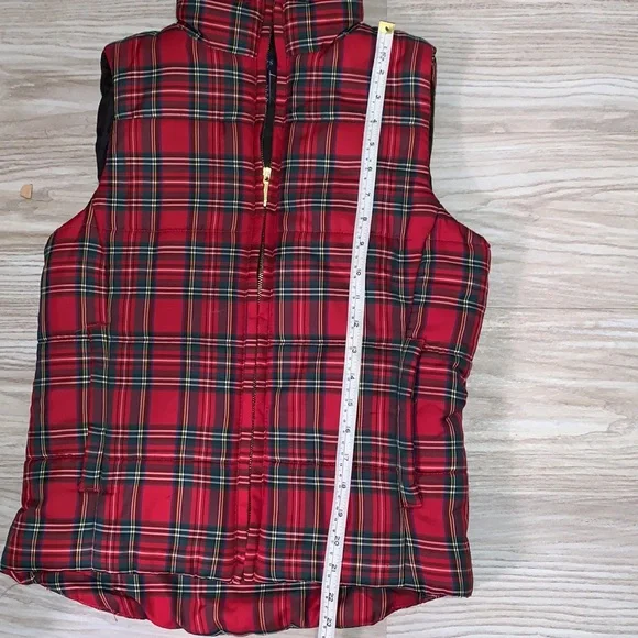 Chaps tartan plaid Christmas holiday vest gold zipper - Picture 5 of 6